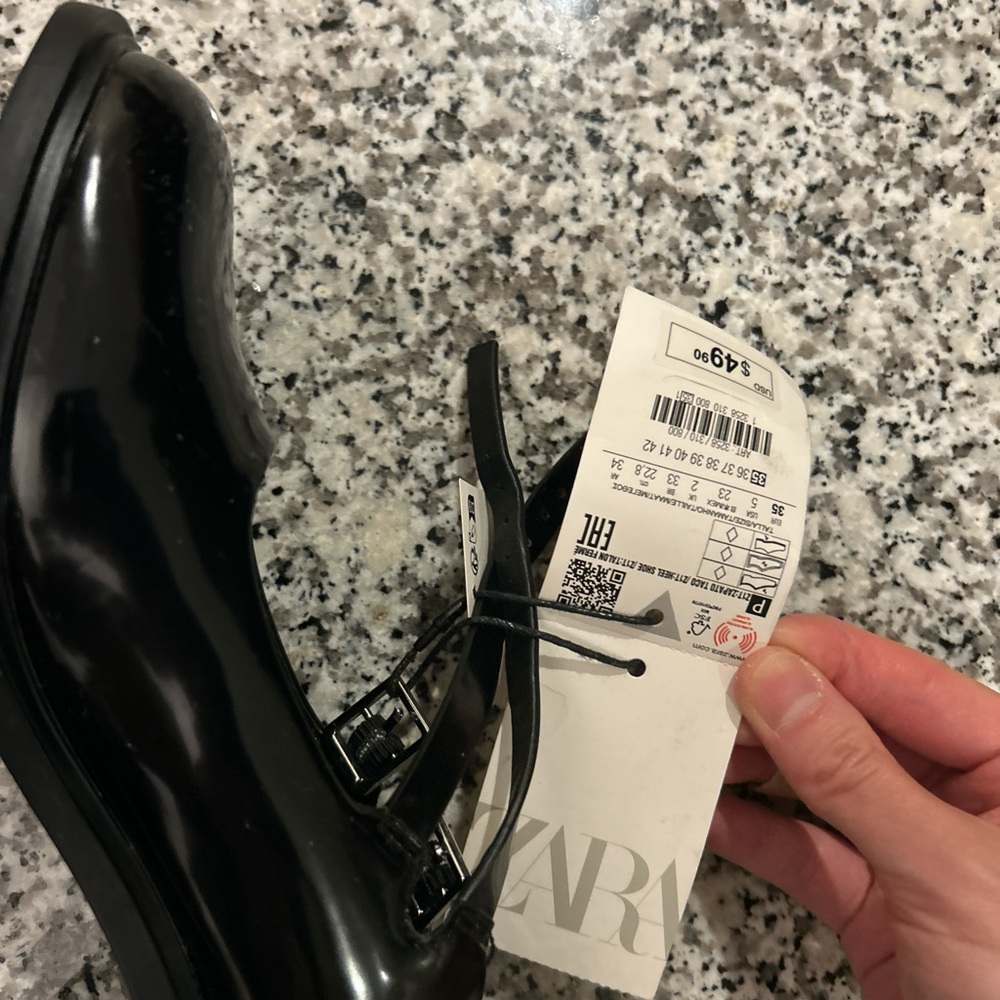 Zara Patent Black Heeled Mary Jane Shoes Size 5 NWT - Picture 4 of 6